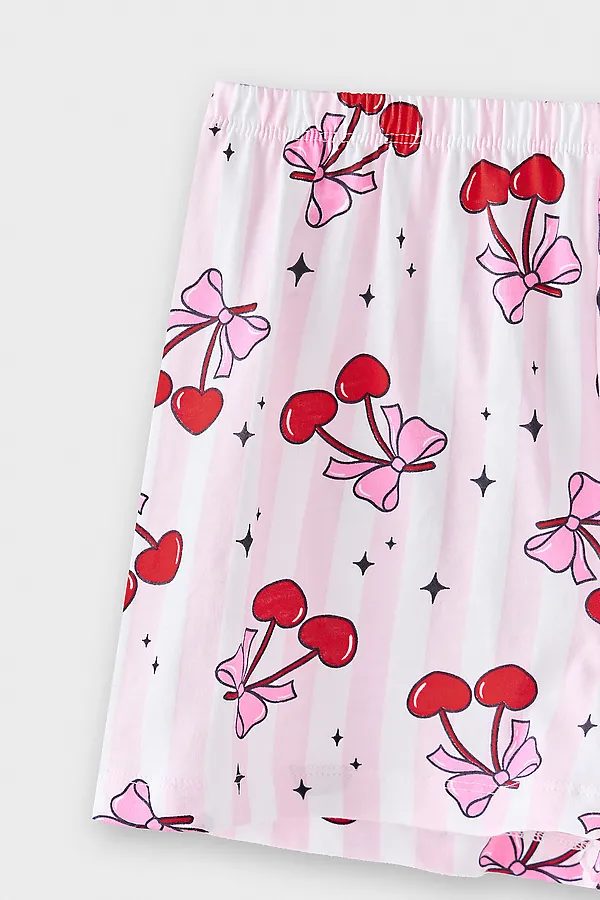 Комплект для девочек (рубашка, шорты) MARK FORMELLE, вишенки на полоске - фото 2