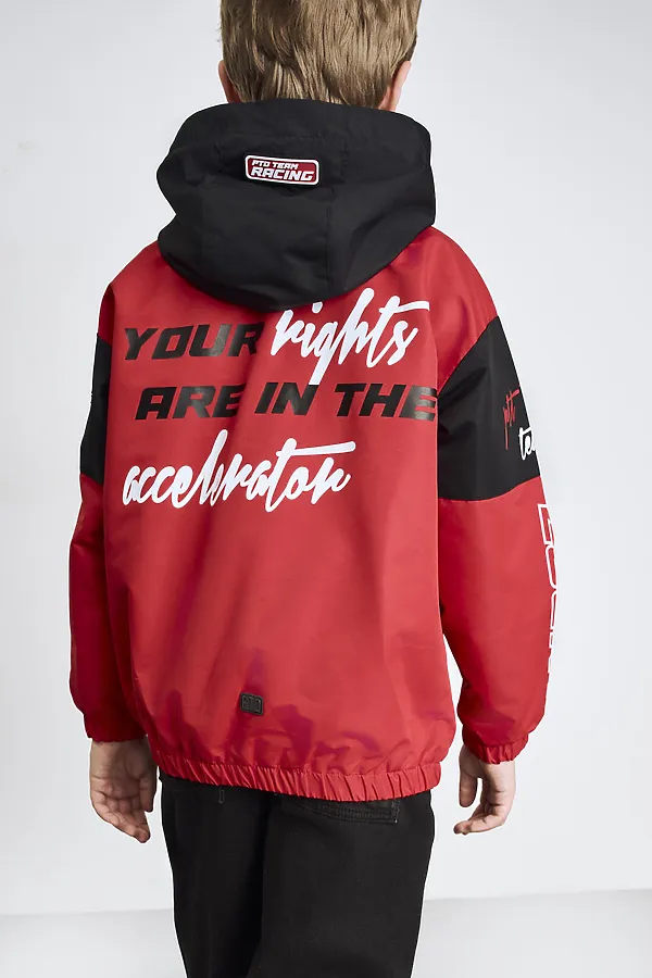 Куртка текстильная с полиуретановым покрытием для мальчиков (ветровка) PLAYTODAY, белый,черный,красный - фото 2