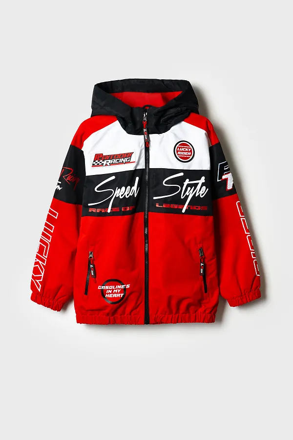 Куртка текстильная с полиуретановым покрытием для мальчиков (ветровка) PLAYTODAY, белый,черный,красный - фото 2