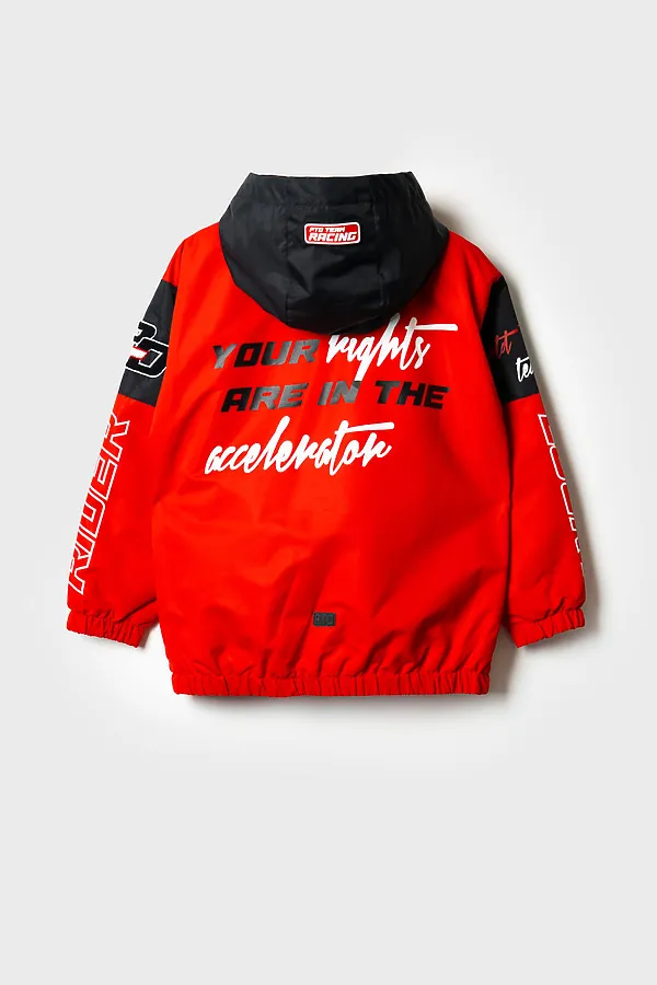 Куртка текстильная с полиуретановым покрытием для мальчиков (ветровка) PLAYTODAY, белый,черный,красный - фото 2