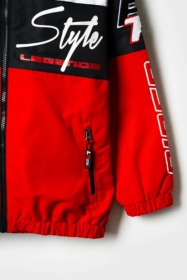 Куртка текстильная с полиуретановым покрытием для мальчиков (ветровка) PLAYTODAY, белый,черный,красный - фото 2