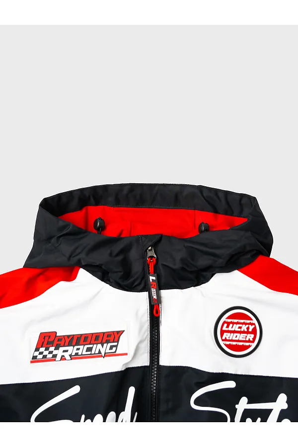 Куртка текстильная с полиуретановым покрытием для мальчиков (ветровка) PLAYTODAY, белый,черный,красный - фото 2