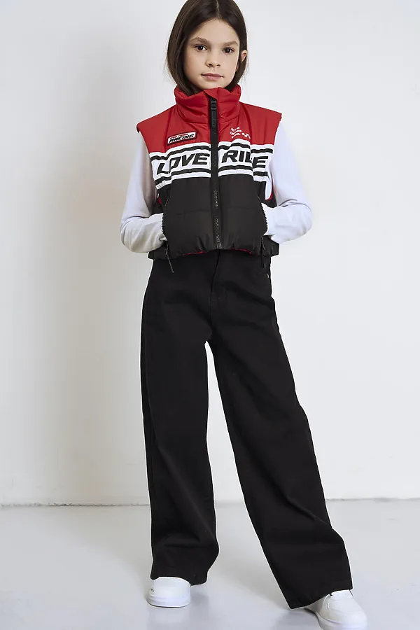 Жилет текстильный с полиуретановым покрытием для девочек PLAYTODAY, белый,черный,красный - фото 2