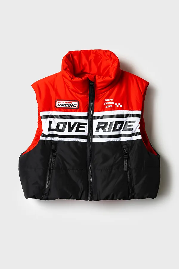 Жилет текстильный с полиуретановым покрытием для девочек PLAYTODAY, белый,черный,красный - фото 2