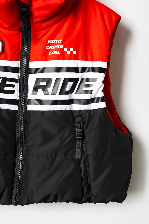 Жилет текстильный с полиуретановым покрытием для девочек PLAYTODAY, белый,черный,красный - фото 2