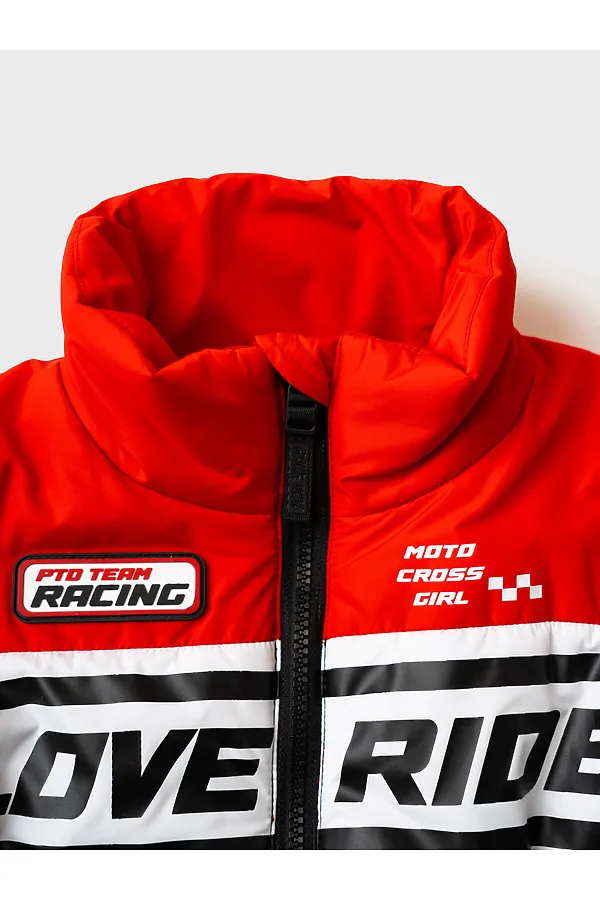 Жилет текстильный с полиуретановым покрытием для девочек PLAYTODAY, белый,черный,красный - фото 2