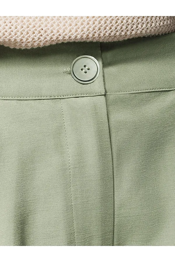 Свободные брюки с поясом на резинке из плотного лиоцелла VILATTE, зеленый чай - фото 2