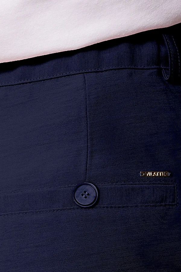 Свободные брюки с поясом на резинке из плотного лиоцелла VILATTE, темно-синий - фото 2