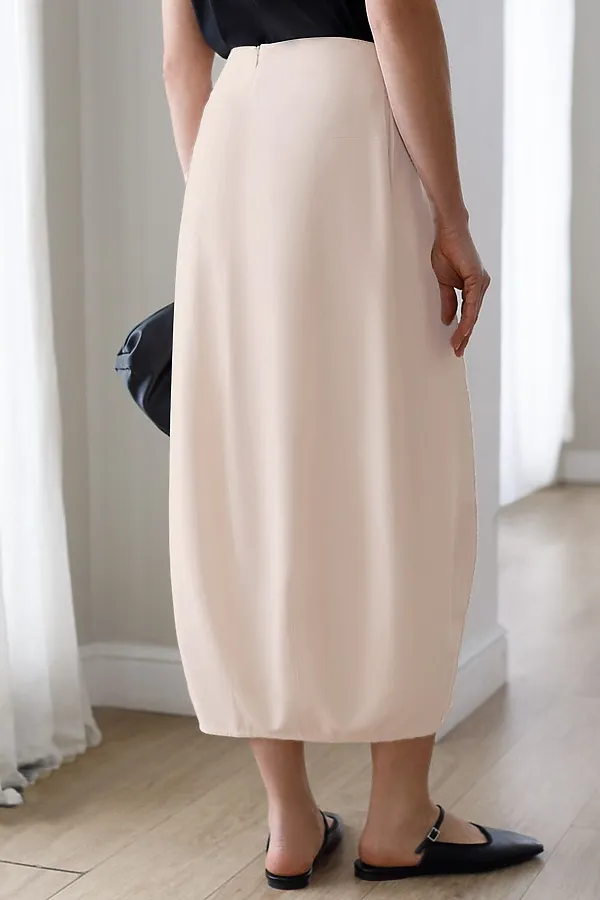 Юбка тюльпан с разрезом скроенная по косой из плотного лиоцелла VILATTE, кокосово-молочный - фото 2