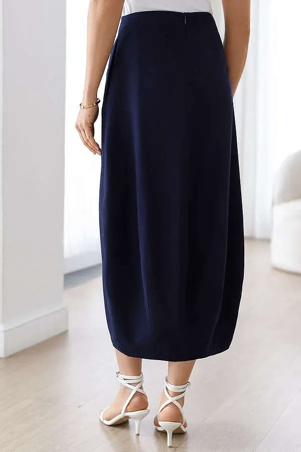 Юбка тюльпан с разрезом скроенная по косой из плотного лиоцелла VILATTE, темно-синий - фото 2