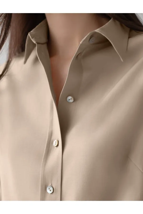 Блузка с широкими рукавами 3/4 из плотного лиоцелла VILATTE, светло-бежевый - фото 2