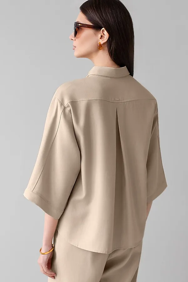 Блузка с широкими рукавами 3/4 из плотного лиоцелла VILATTE, светло-бежевый - фото 2
