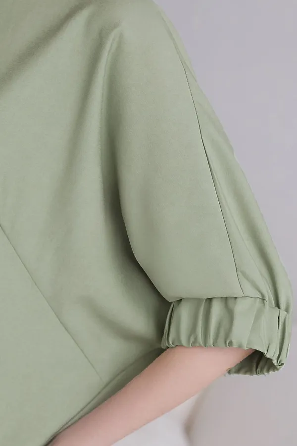 Свободная блузка с вырезом лодочка из плотного лиоцелла VILATTE, зеленый чай - фото 2