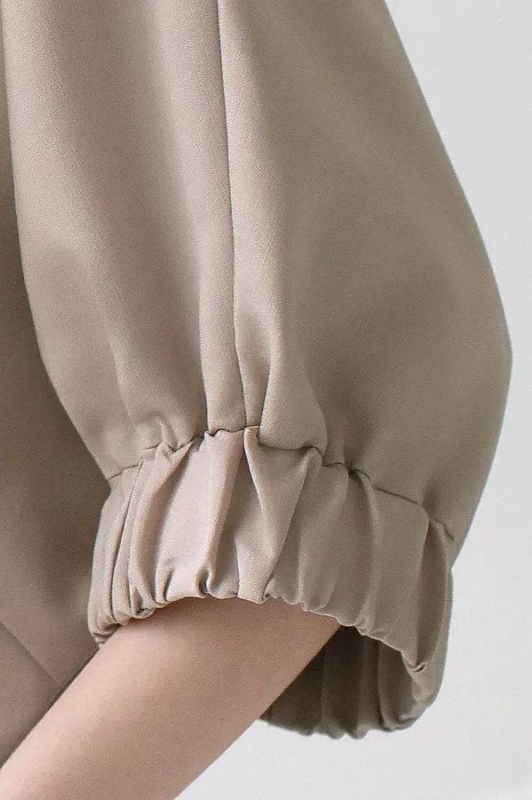 Свободная блузка с вырезом лодочка из плотного лиоцелла VILATTE, светло-бежевый - фото 2