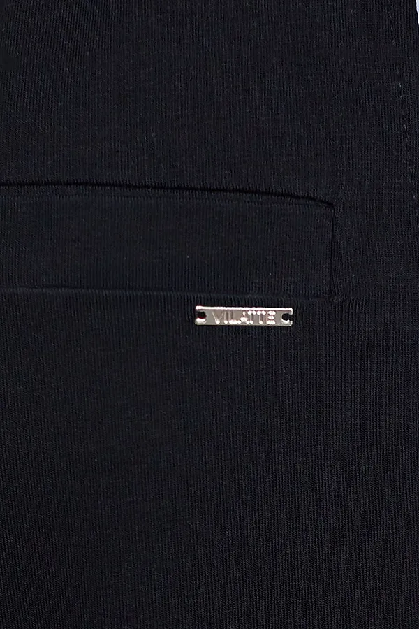 Прямые брюки с лампасами из эластичного футера двухнитки без начеса VILATTE, черный - фото 2