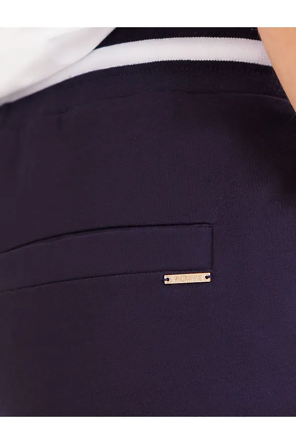 Брюки прямые со стрелками из премиального футера двухнитки с эластаном VILATTE, т.синий - фото 2