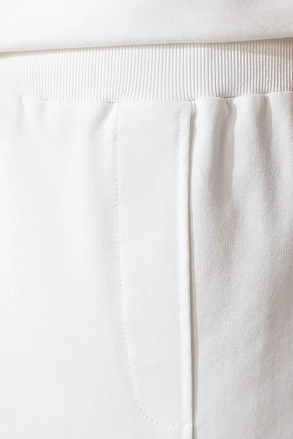Юбка миди на резинке с разрезами из футера двухнитки с эластаном VILATTE, белый - фото 2