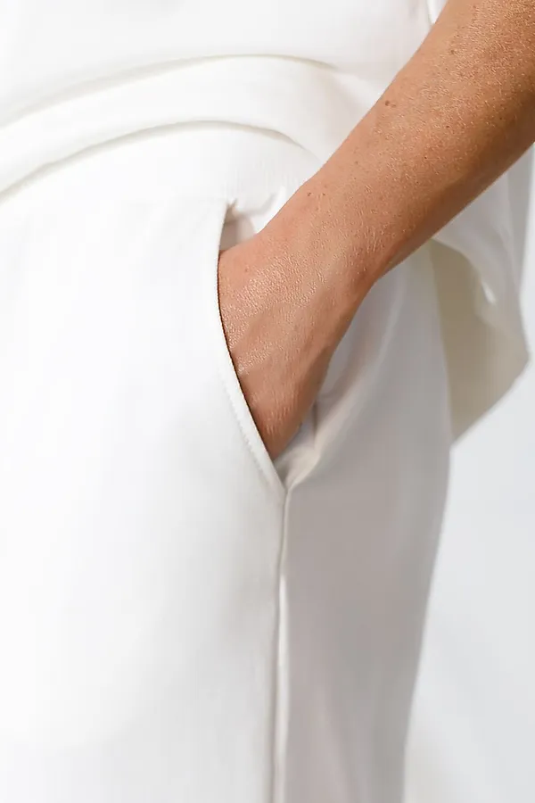 Юбка миди на резинке с разрезами из футера двухнитки с эластаном VILATTE, белый - фото 2