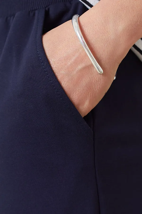 Юбка миди на резинке с разрезами из футера двухнитки с эластаном VILATTE, т.синий - фото 2