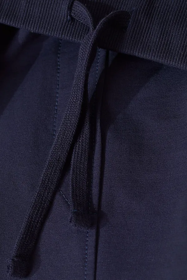 Юбка миди на резинке с разрезами из футера двухнитки с эластаном VILATTE, т.синий - фото 2