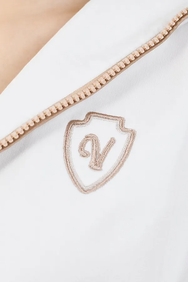 Худи на молнии из петельчатого футера двухнитки с эластаном без начеса VILATTE, белый - фото 2