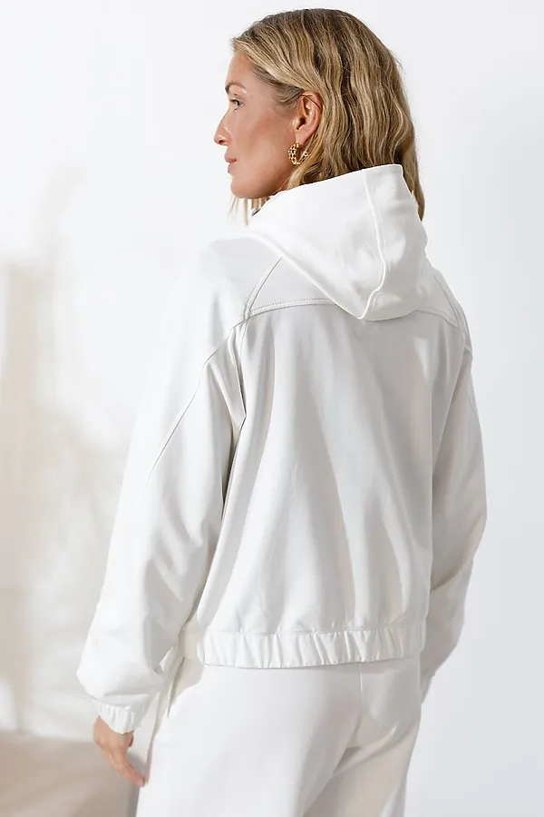 Худи на молнии из петельчатого футера двухнитки с эластаном без начеса VILATTE, белый - фото 2