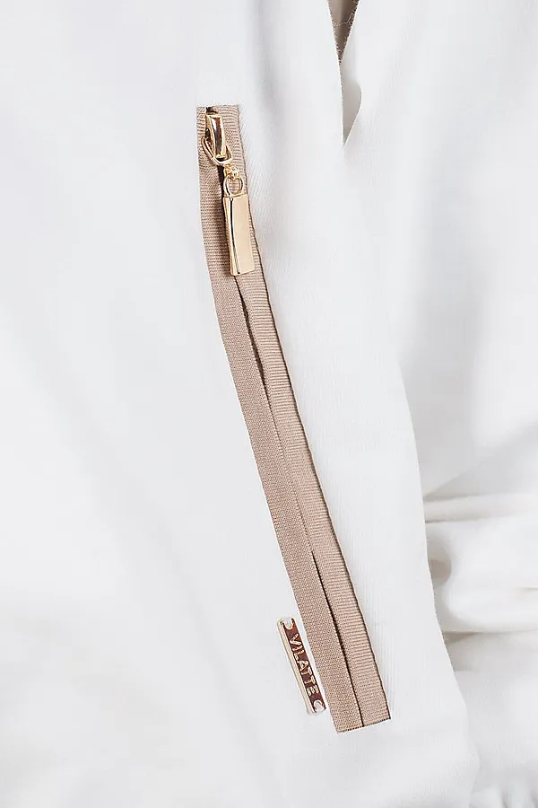 Худи на молнии из петельчатого футера двухнитки с эластаном без начеса VILATTE, белый - фото 2