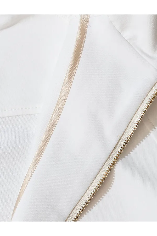 Худи на молнии из петельчатого футера двухнитки с эластаном без начеса VILATTE, белый - фото 2