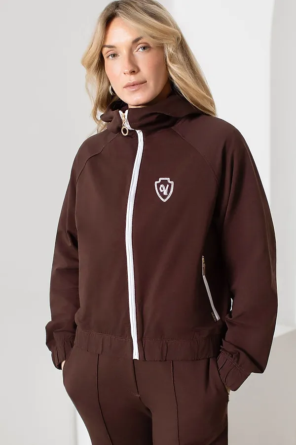 Худи на молнии из петельчатого футера двухнитки с эластаном без начеса VILATTE, коричневый - фото 2