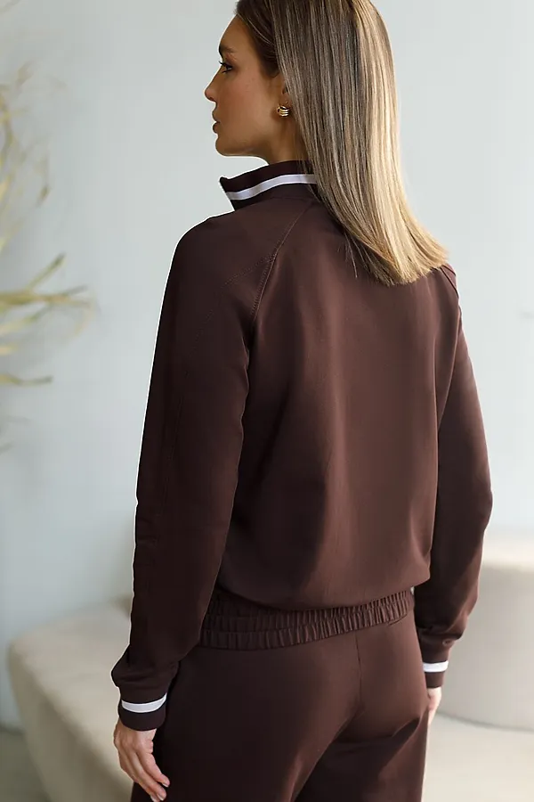 Бомбер среднего объема из футера двухнитки с эластаном VILATTE, коричневый - фото 2