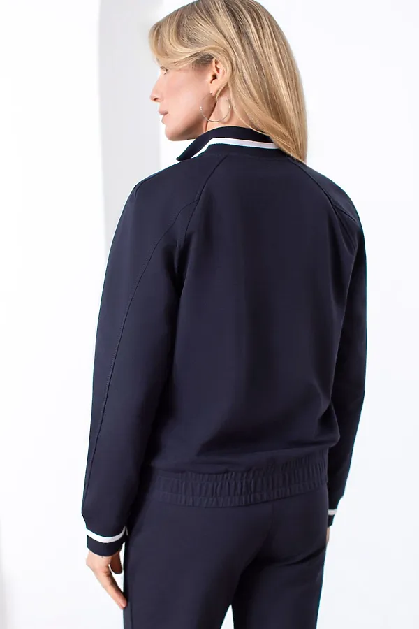 Бомбер среднего объема из футера двухнитки с эластаном VILATTE, т.синий - фото 2