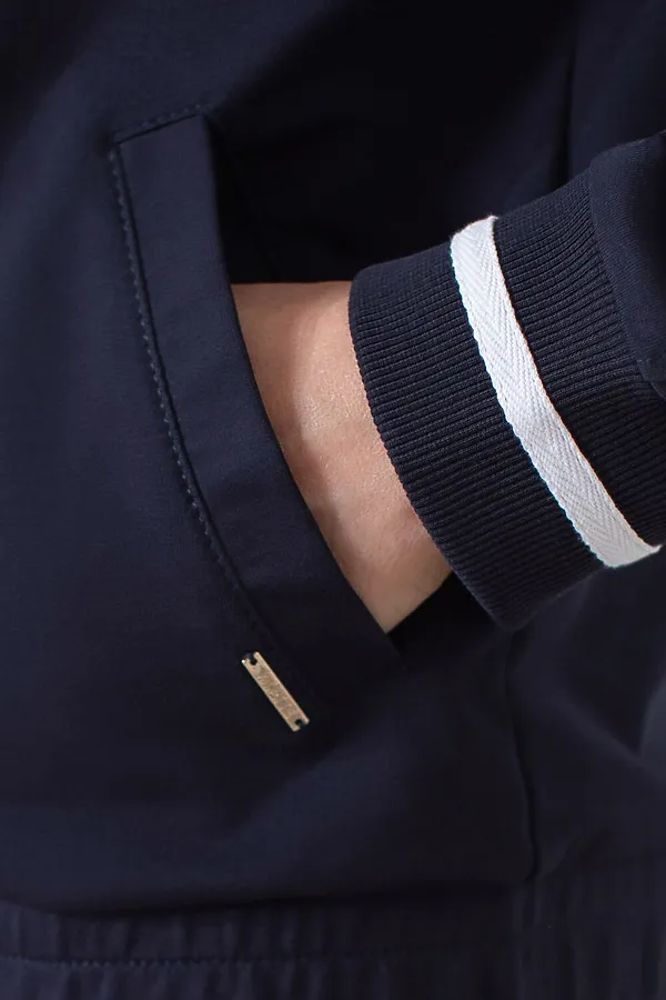 Бомбер среднего объема из футера двухнитки с эластаном VILATTE, т.синий - фото 2