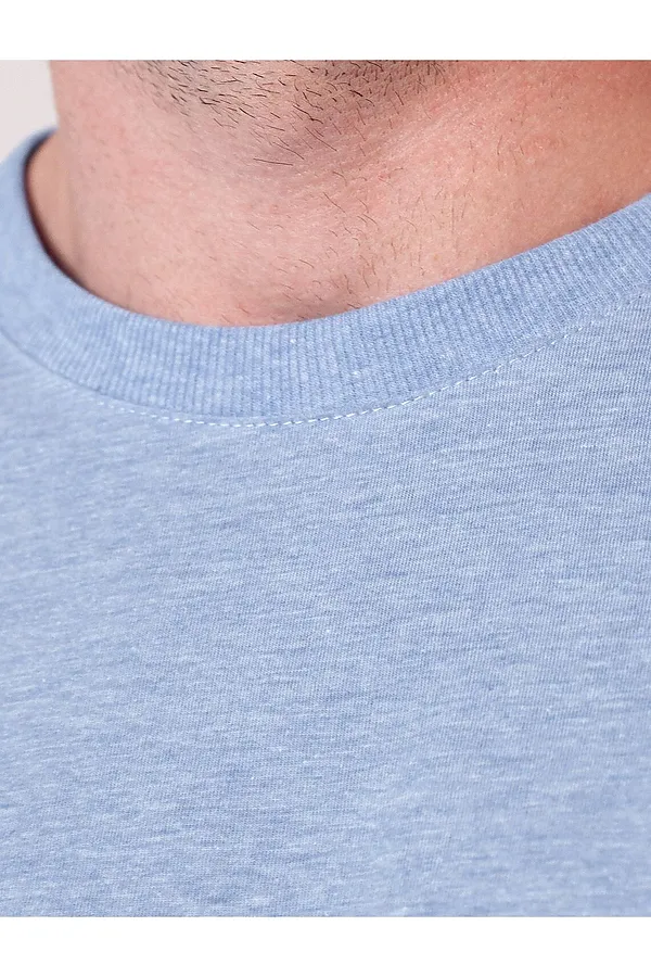 Футболка полуприлегающего кроя с принтом из премиального хлопка VILATTE, голубой меланж_outdoors - фото 2