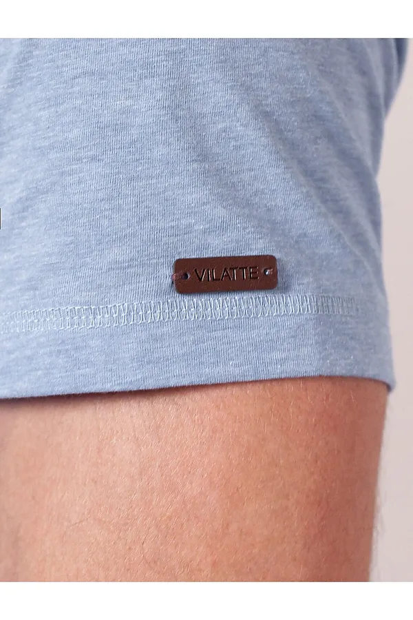 Футболка полуприлегающего кроя с принтом из премиального хлопка VILATTE, голубой меланж_outdoors - фото 2