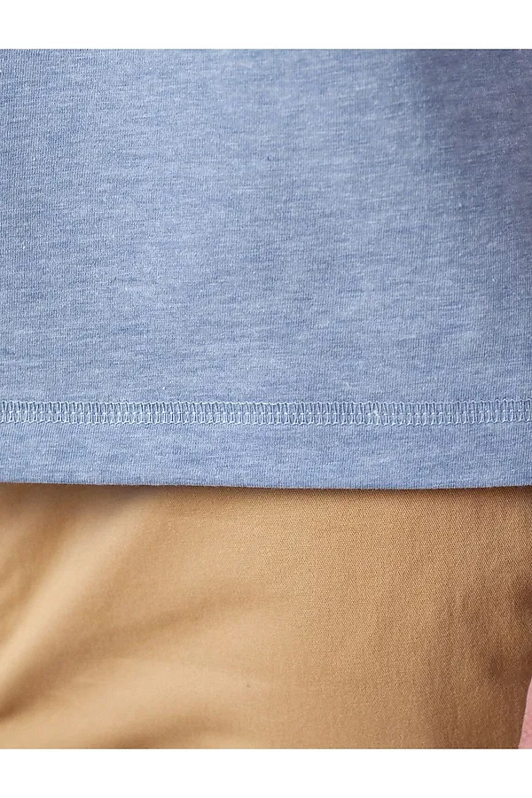 Футболка полуприлегающего кроя с принтом из премиального хлопка VILATTE, голубой меланж_outdoors - фото 2