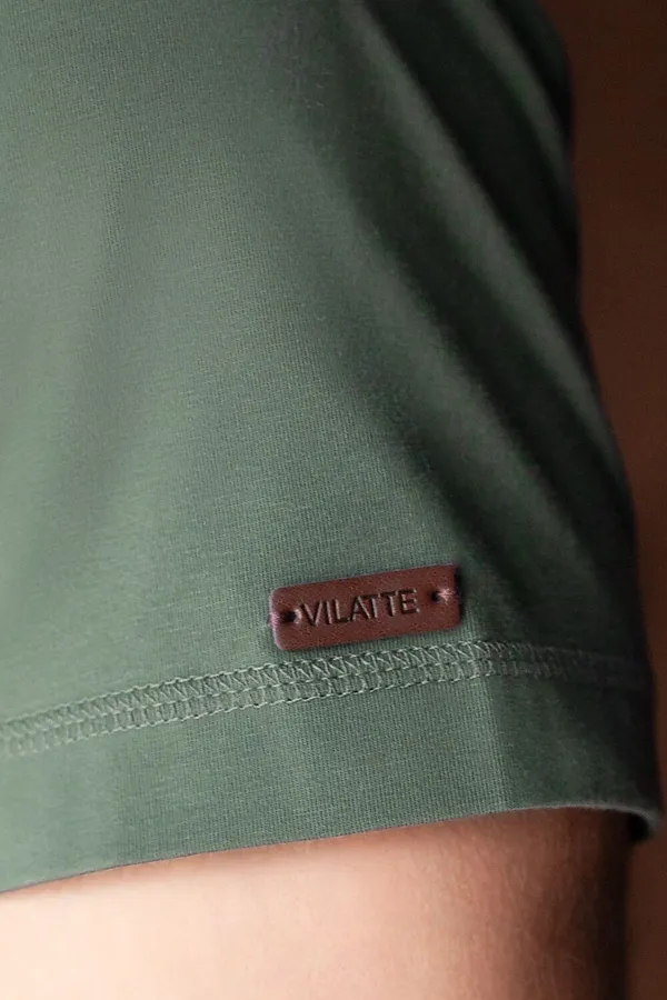 Футболка полуприлегающего кроя с принтом из премиального хлопка VILATTE, оливковый_outdoors - фото 2