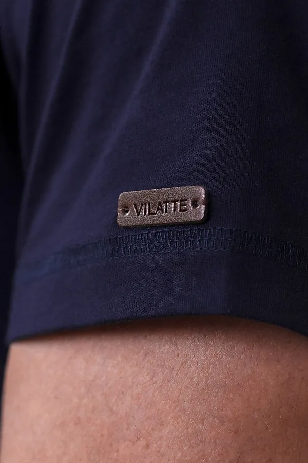 Футболка полуприлегающего кроя с принтом из премиального хлопка VILATTE, т.синий_wander - фото 2