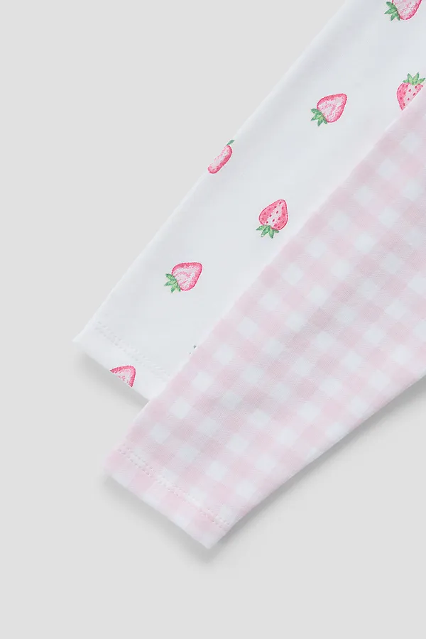 Комбинезон нательный детский (2шт.) MARK FORMELLE, розовая клетка на белом +клубничка на белом - фото 2