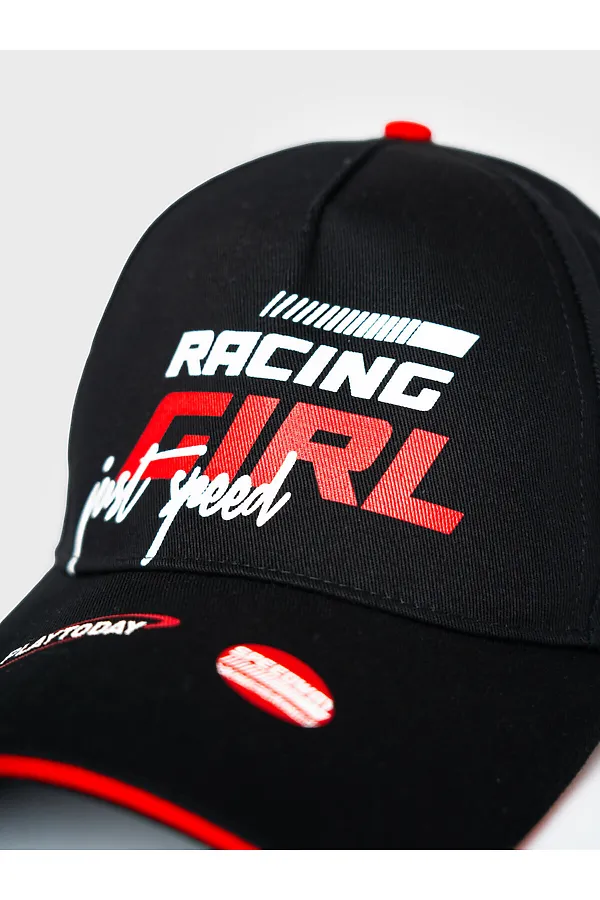 Кепка текстильная для девочек PLAYTODAY, черный,красный - фото 2