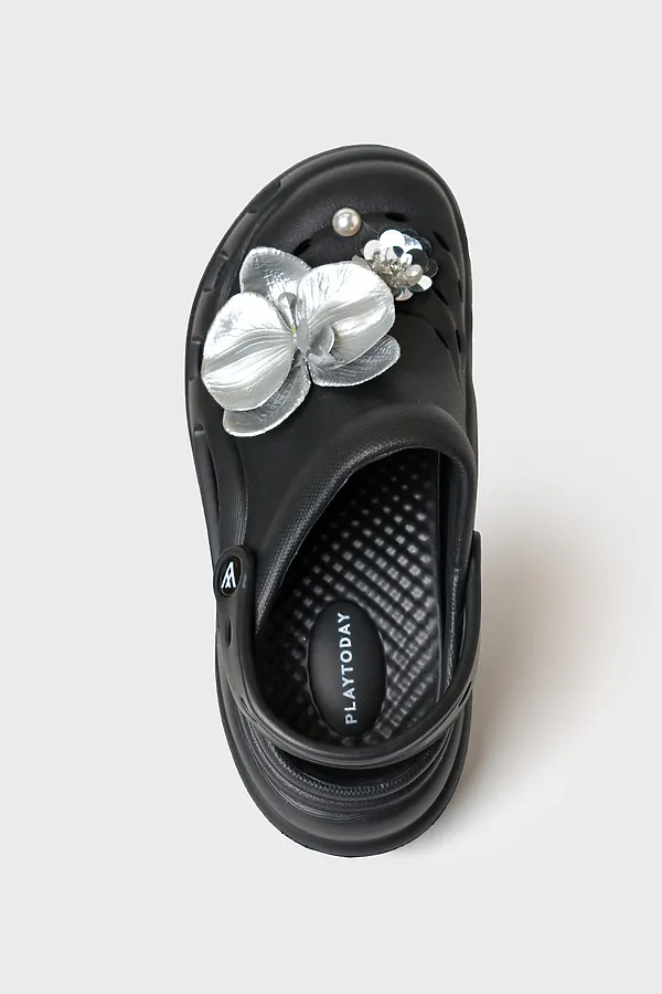 Сабо для девочек PLAYTODAY, черный,серебряный - фото 2