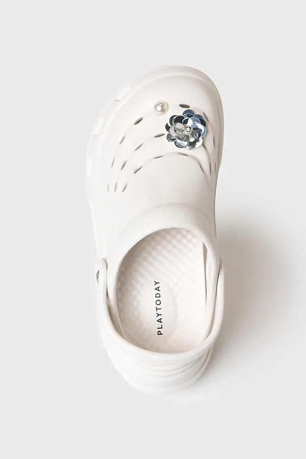 Сабо для девочек PLAYTODAY, белый,серебряный - фото 2