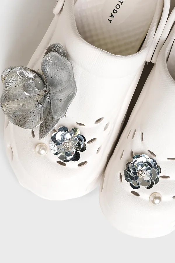 Сабо для девочек PLAYTODAY, белый,серебряный - фото 2