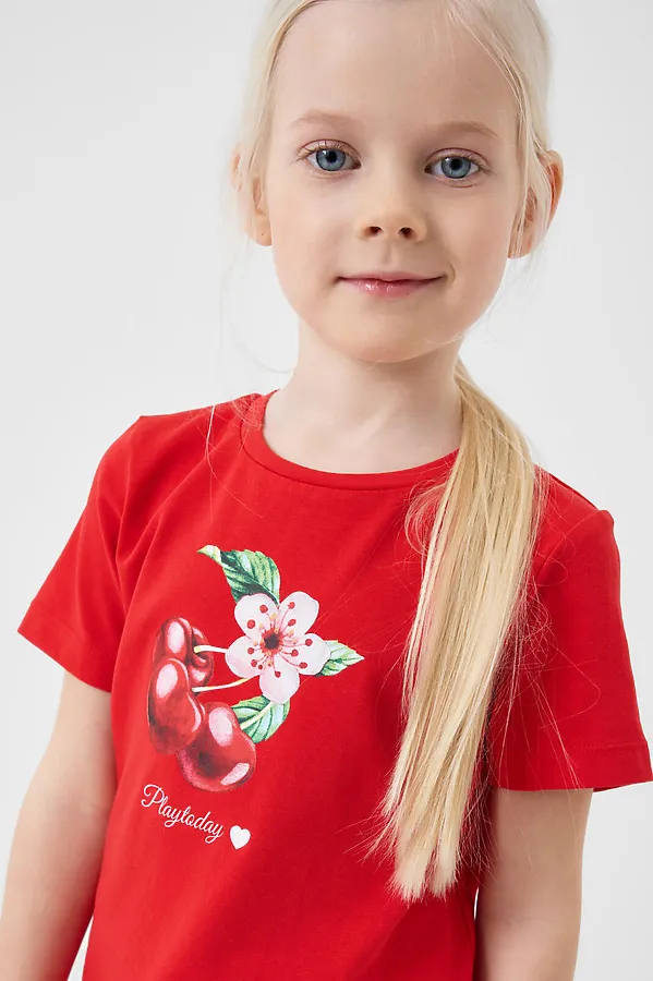 Фуфайка трикотажная для девочек (футболка), 2 шт в комплекте PLAYTODAY, разноцветный - фото 2