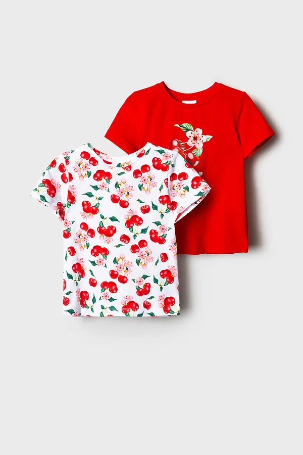 Фуфайка трикотажная для девочек (футболка), 2 шт в комплекте PLAYTODAY, разноцветный - фото 2