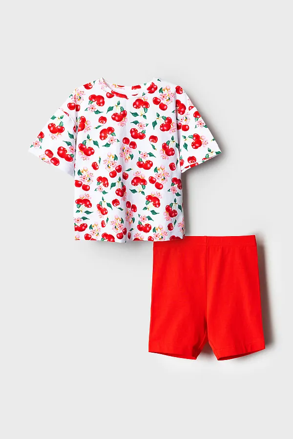 Комплект трикотажный для девочек: брюки (легинсы укороченные), фуфайка (футболка) PLAYTODAY, разноцветный - фото 2