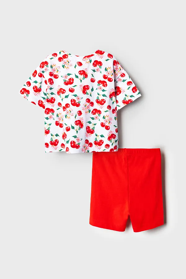 Комплект трикотажный для девочек: брюки (легинсы укороченные), фуфайка (футболка) PLAYTODAY, разноцветный - фото 2