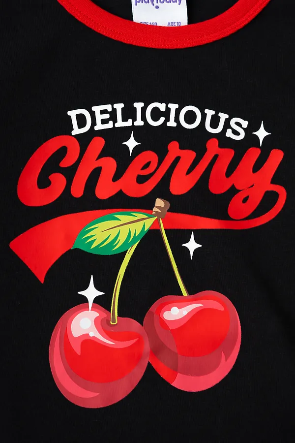 Фуфайка трикотажная для девочек (футболка) PLAYTODAY, черный - фото 2