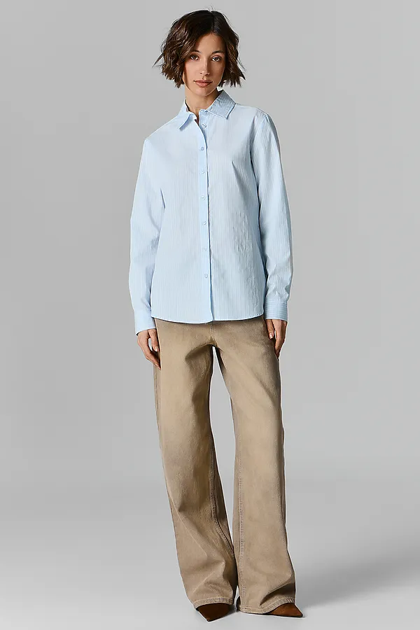 Рубашка женская MARK FORMELLE, полоска на серо -голубом - фото 2