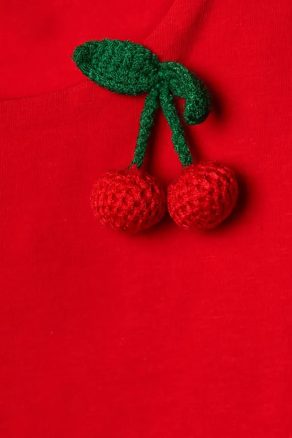 Комплект для девочек: топ трикотажный, брюки текстильные PLAYTODAY, красный,белый - фото 2