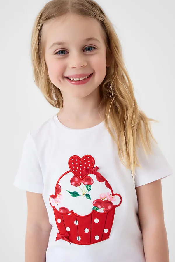 Комплект трикотажный для девочек: фуфайка (футболка), шорты PLAYTODAY, разноцветный - фото 2